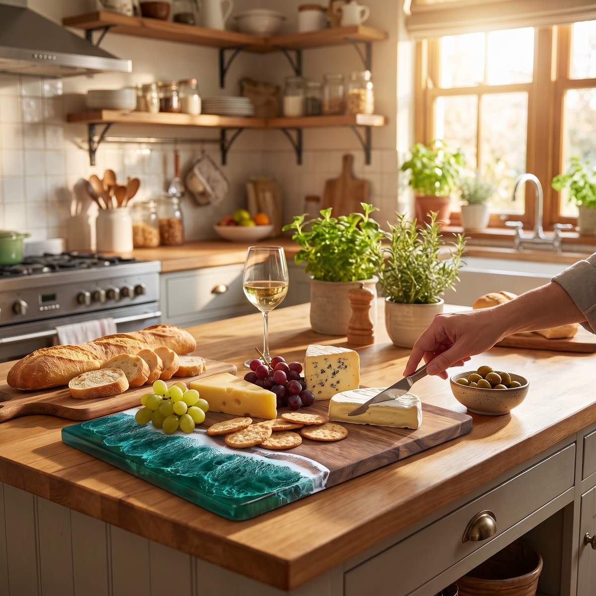 Wave Resin Cutting Board lifestyle