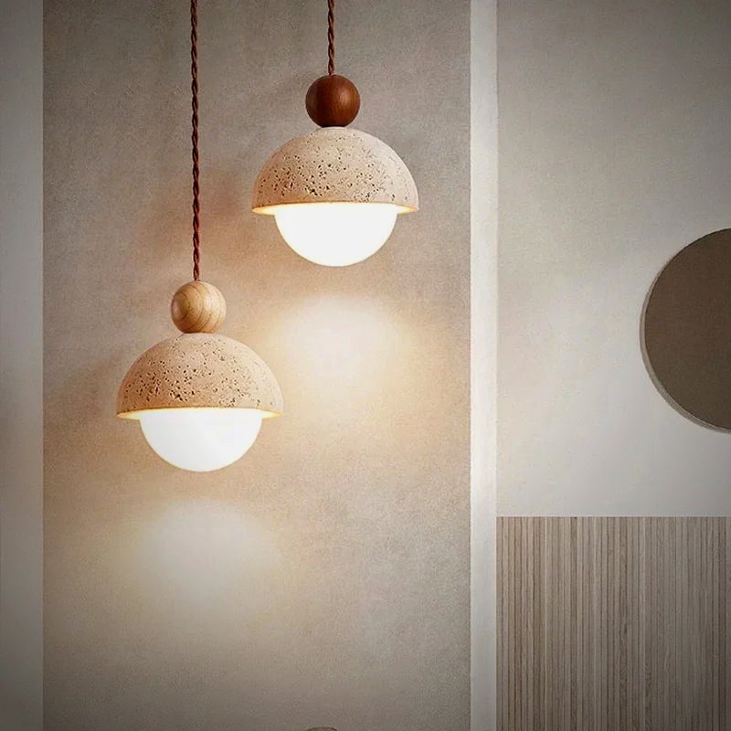Ember Oak & Co. Orsa Travertine Stone Pendant Light