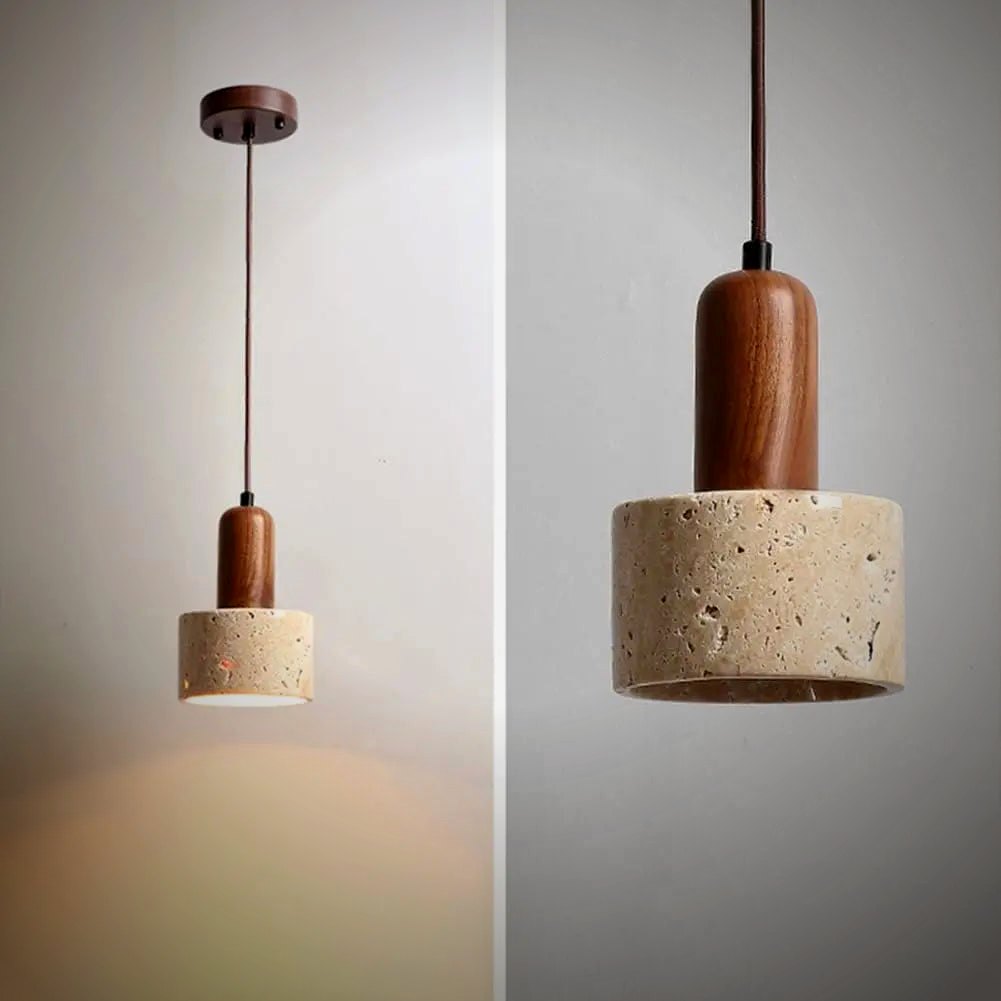 Ember Oak & Co. Sena Travertine Stone Pendant Light
