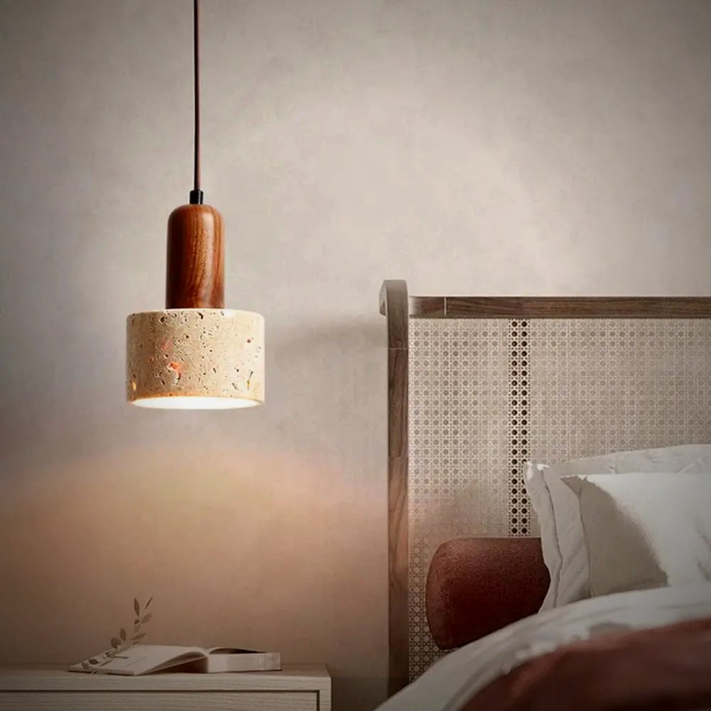 Ember Oak & Co. Sena Travertine Stone Pendant Light