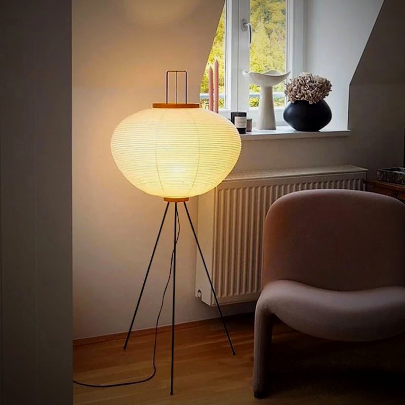 Ember Oak & Co. Nara Washi Paper Japandi Floor Lamp