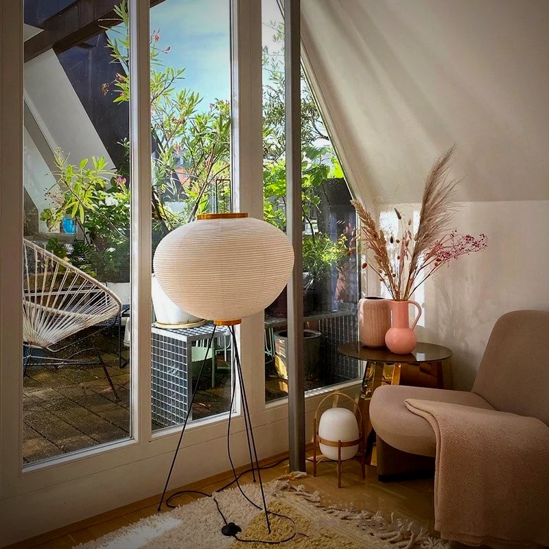 Ember Oak & Co. Nara Washi Paper Japandi Floor Lamp