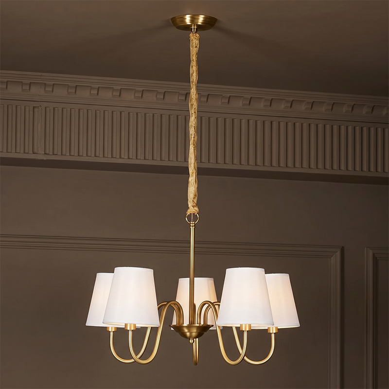 Ember Oak & Co. Aged Stacey Chandelier — Solid Brass Finish