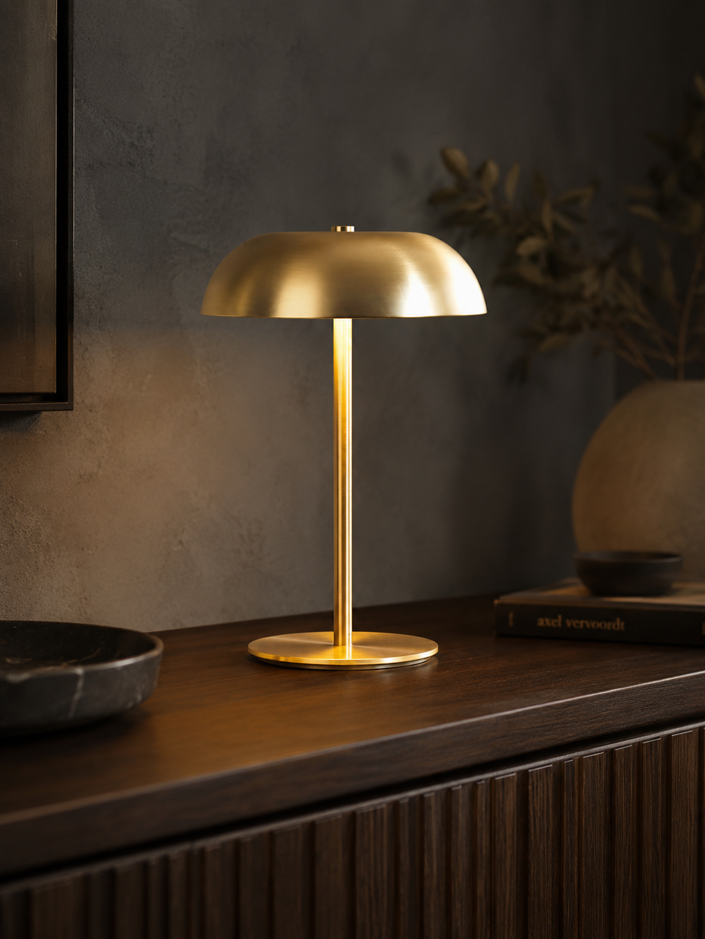 Ember Oak & Co. Sol Brushed Metal Cordless Table Lamp