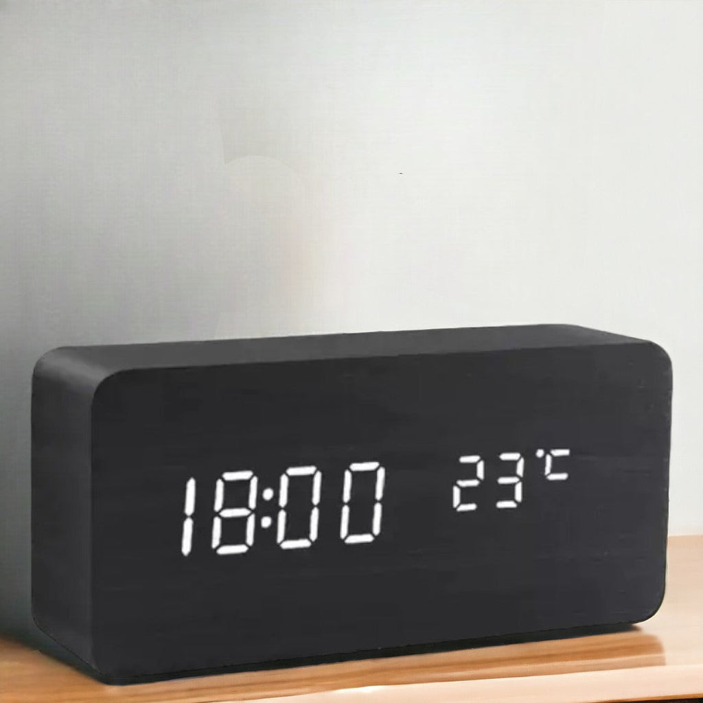 Ember Oak & Co. Wooden LED Smart Alarm Clock with Voice Control
