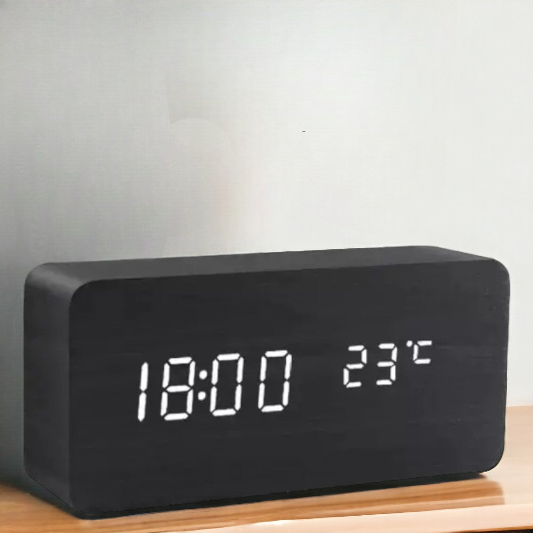 Ember Oak & Co. Wooden LED Smart Alarm Clock with Voice Control