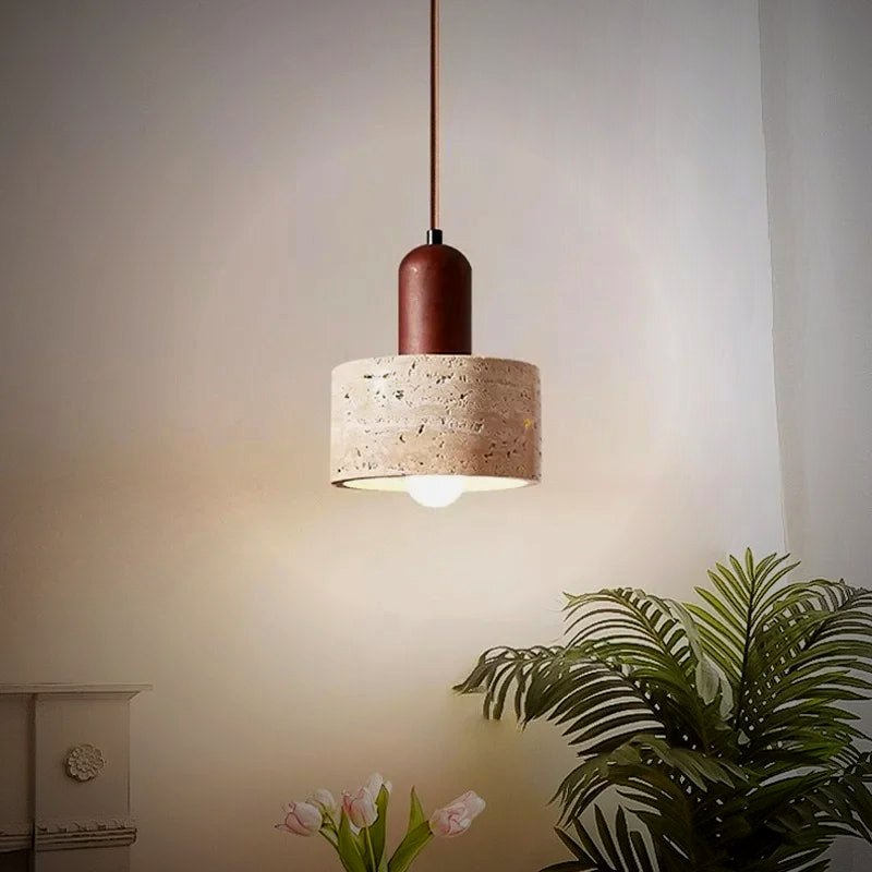 Ember Oak & Co. Cava Travertine Stone Pendant Light