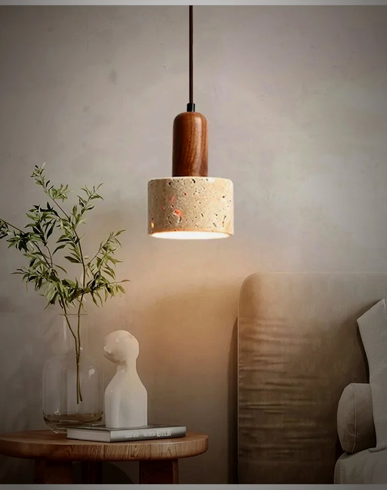 Ember Oak & Co. Cava Travertine Stone Pendant Light