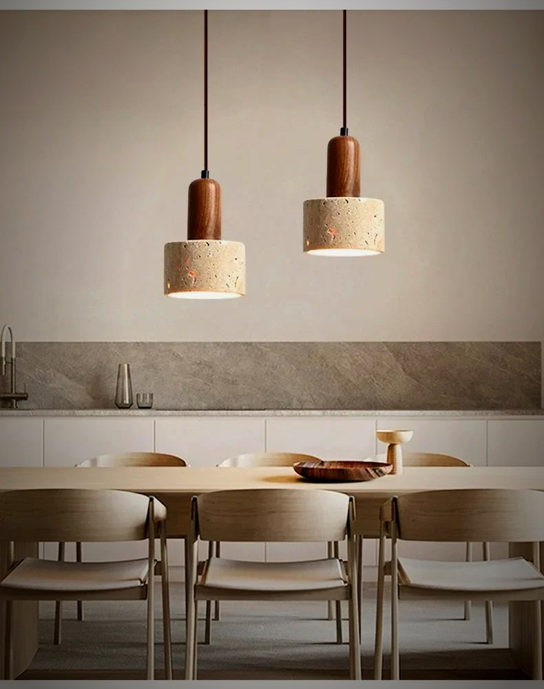 Ember Oak & Co. Cava Travertine Stone Pendant Light