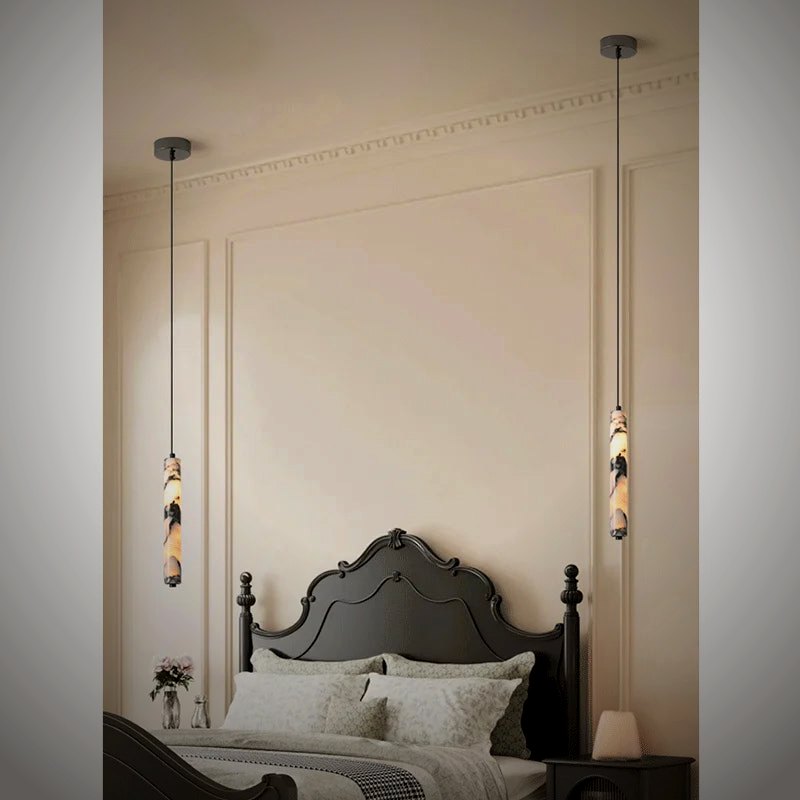 Ember Oak & Co. Stele Alabaster Dimmable Pendant Light