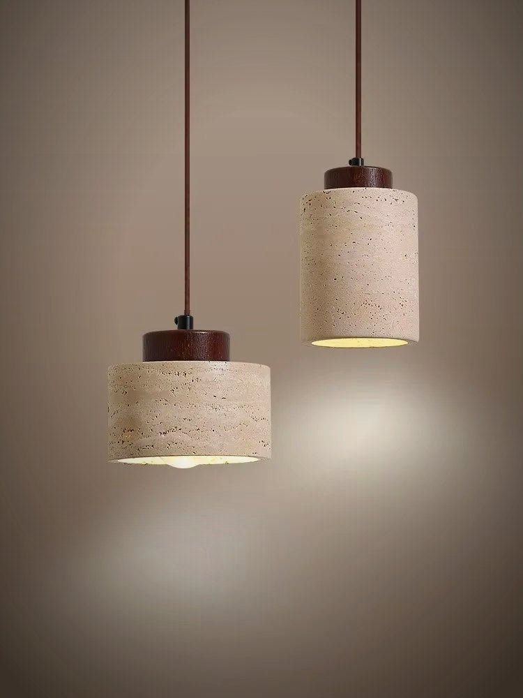 Ember Oak & Co. Suna Travertine Stone Pendant Light