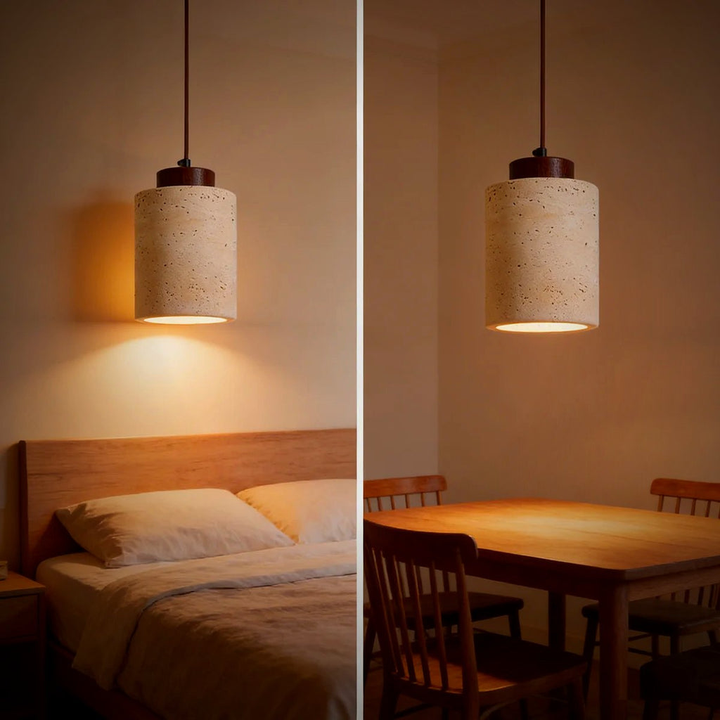 Ember Oak & Co. Suna Travertine Stone Pendant Light