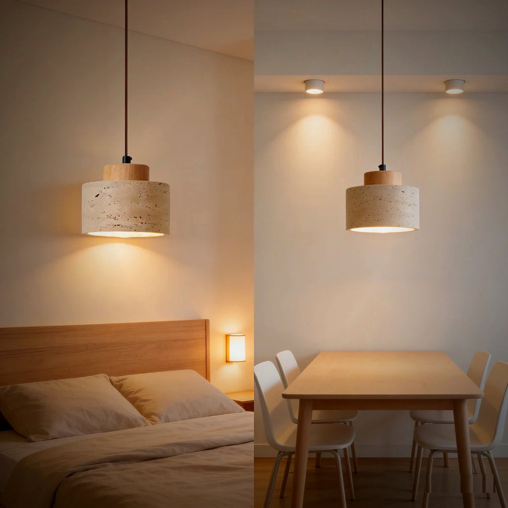 Ember Oak & Co. Suna Travertine Stone Pendant Light