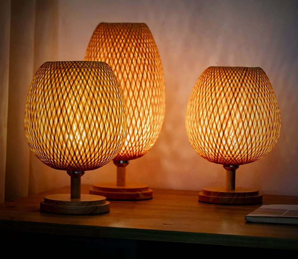 Ember Oak & Co. Willow Woven Bamboo Table Lamp