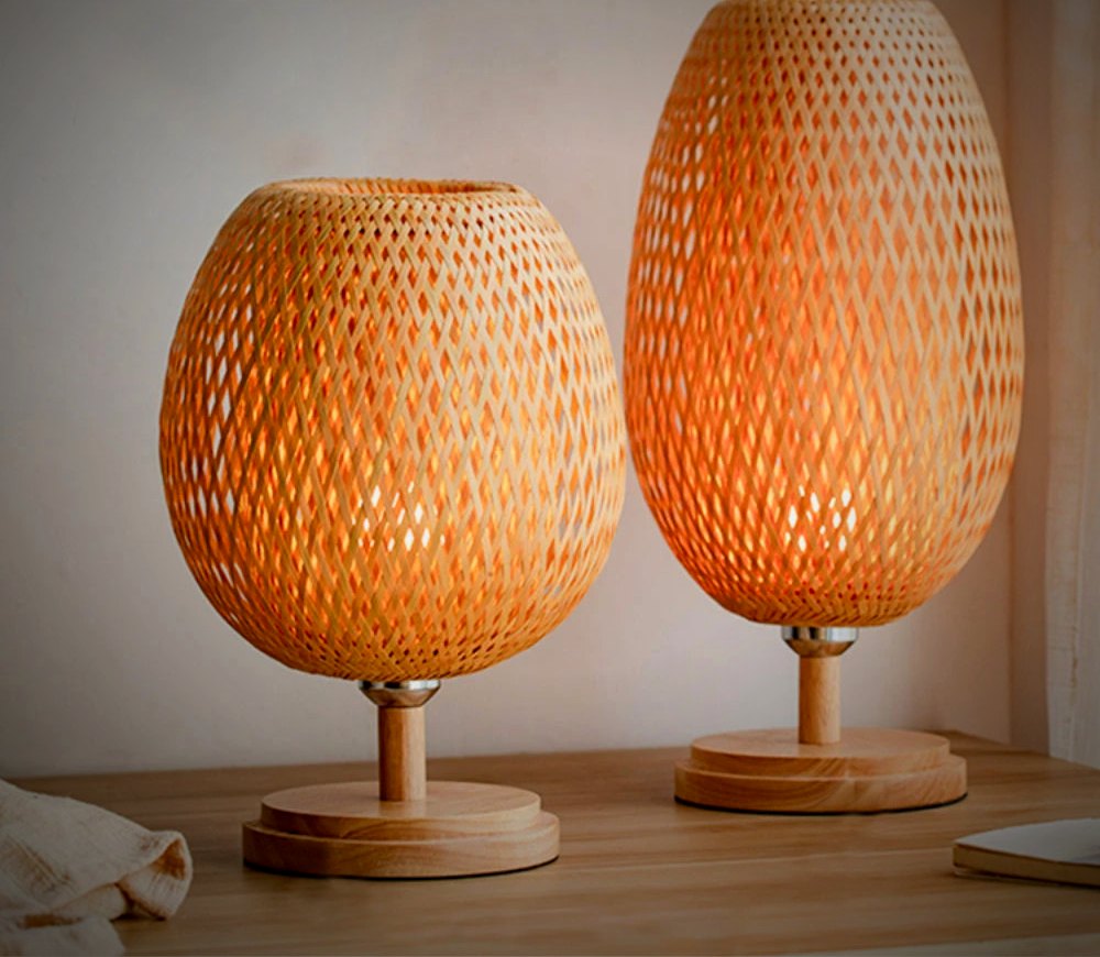Ember Oak & Co. Willow Woven Bamboo Table Lamp