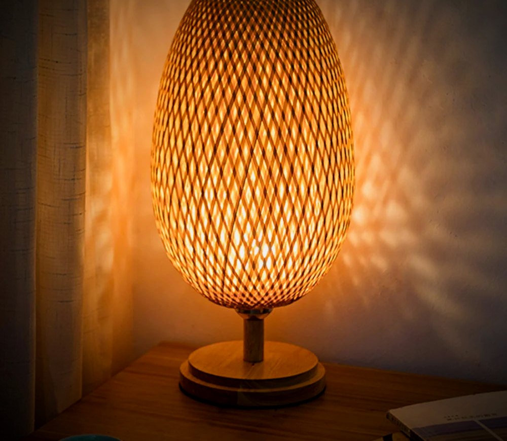 Ember Oak & Co. Willow Woven Bamboo Table Lamp