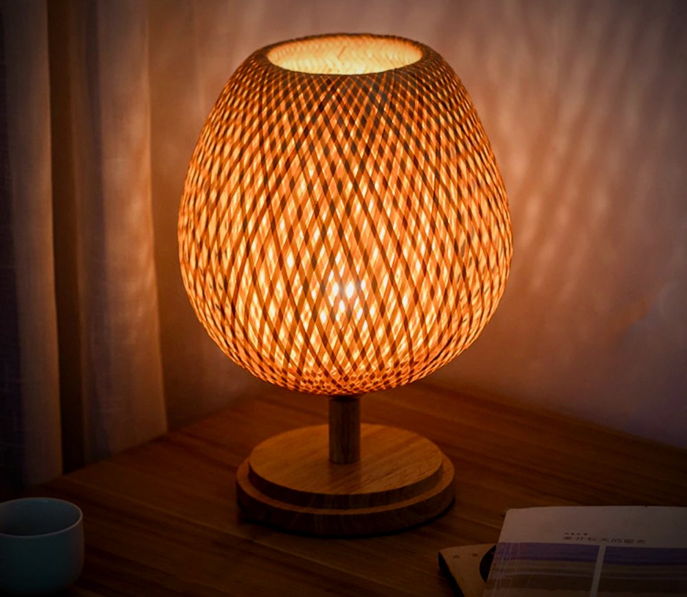 Ember Oak & Co. Willow Woven Bamboo Table Lamp