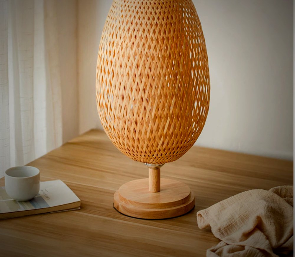 Ember Oak & Co. Willow Woven Bamboo Table Lamp
